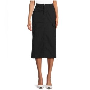 NWT Calvin Klein Women's Linen Blend Cargo-Pocket Black Skirt Size 15